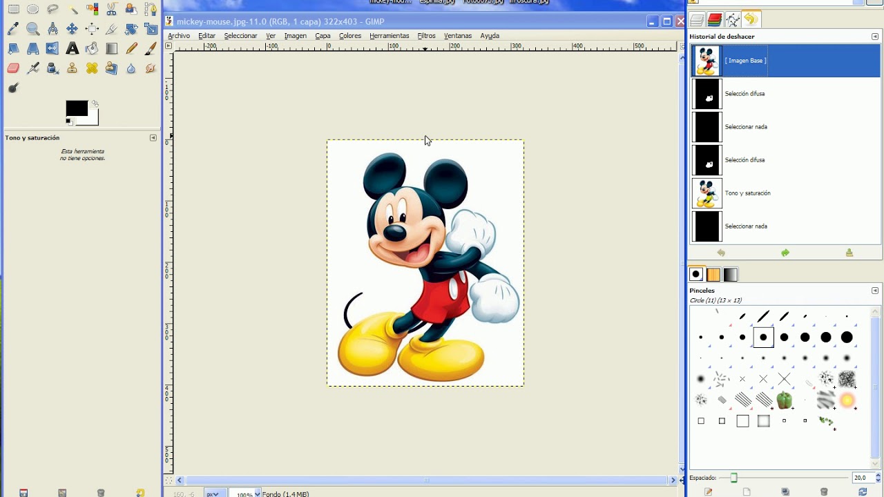 GIMP: Menú colores y filtros
