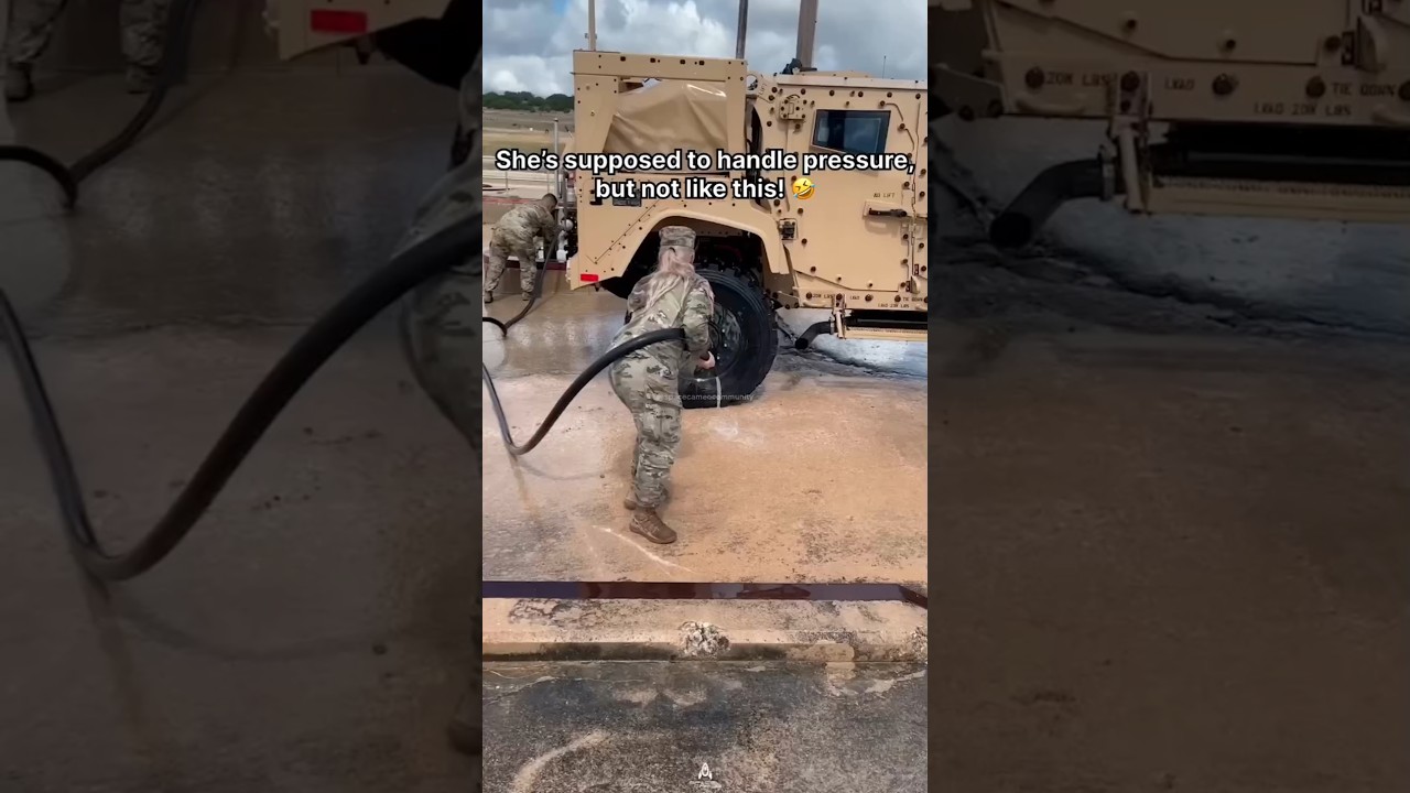 She wasn't ready for that 🤣 #water #hose #power #usarmy