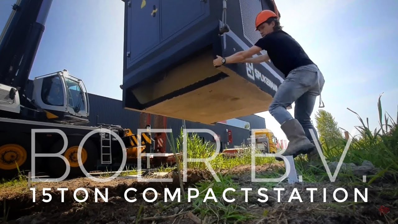 PLAATSEN Spijkerman compactstation 15Ton met BOER.BV mobiele kraan Transformator 1000KVA 23KV