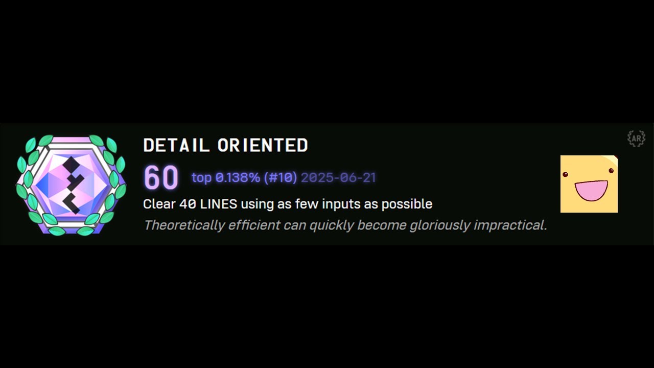 tetr.io Detail Oriented (former) top 10 with 60 Inputs