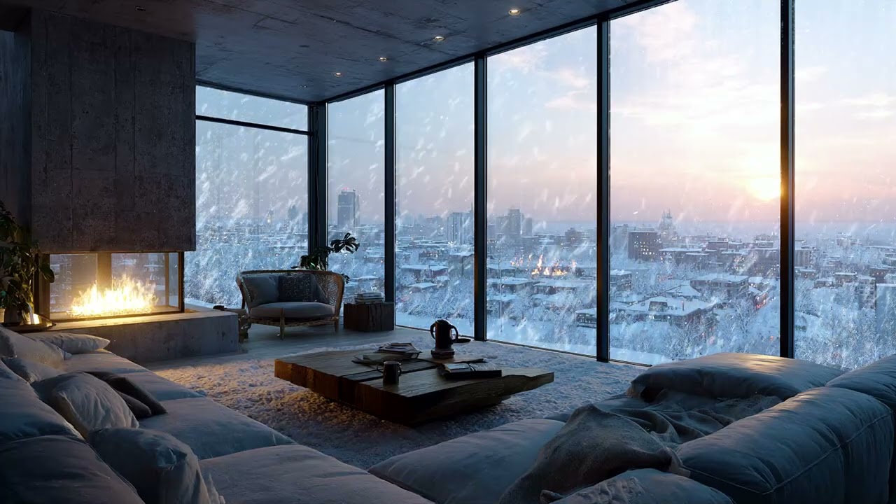 Snowy City Apartment | Smooth Jazz and Winter Lights for Calm Evenings and Deep Relaxation