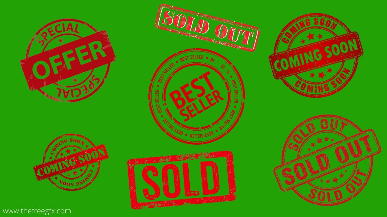 special offer, sold out, sold, coming soon, best seller red stamp animation green screen video