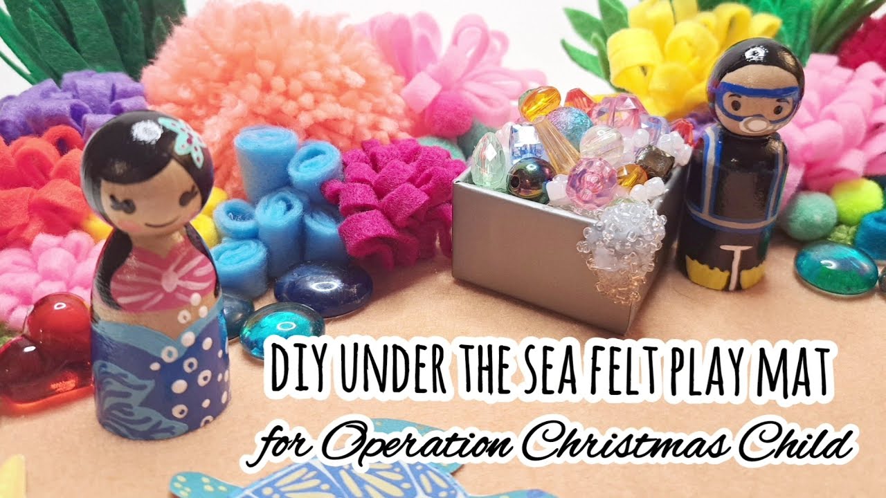 DIY Under the Sea Felt Play Mat for Operation Christmas Child - #HeartPegs -Simple Peg Dolls