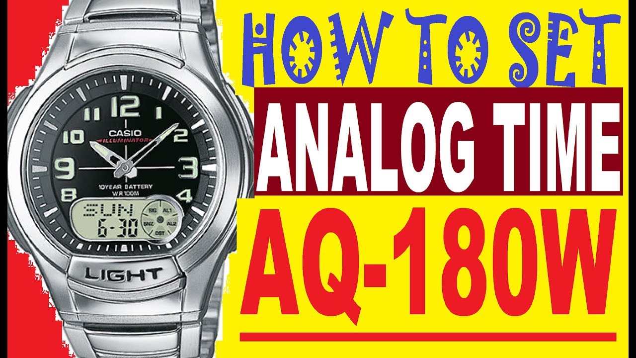 How to set analog time on Casio AQ-180W manual for use