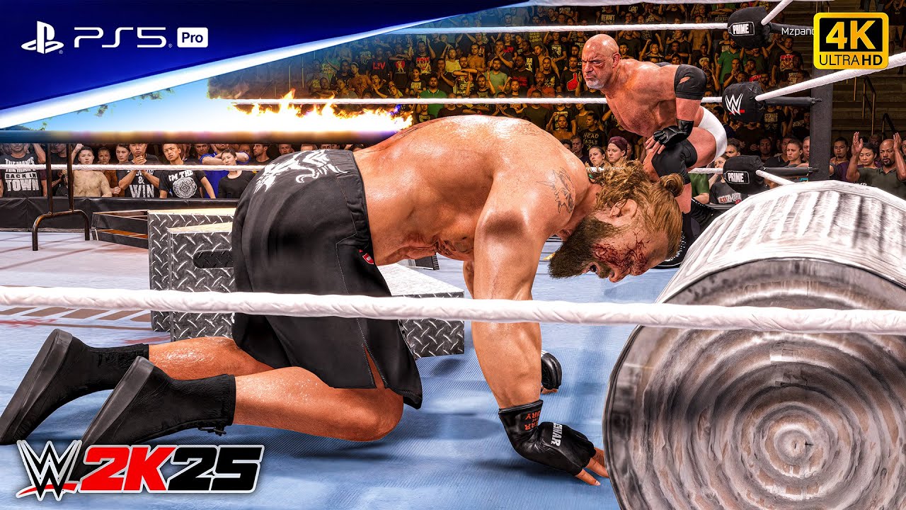 WWE 2K25 - Goldberg vs. Brock Lesnar - No Holds Barred Match at Bash in Berlin | PS5™ Pro [4K60]