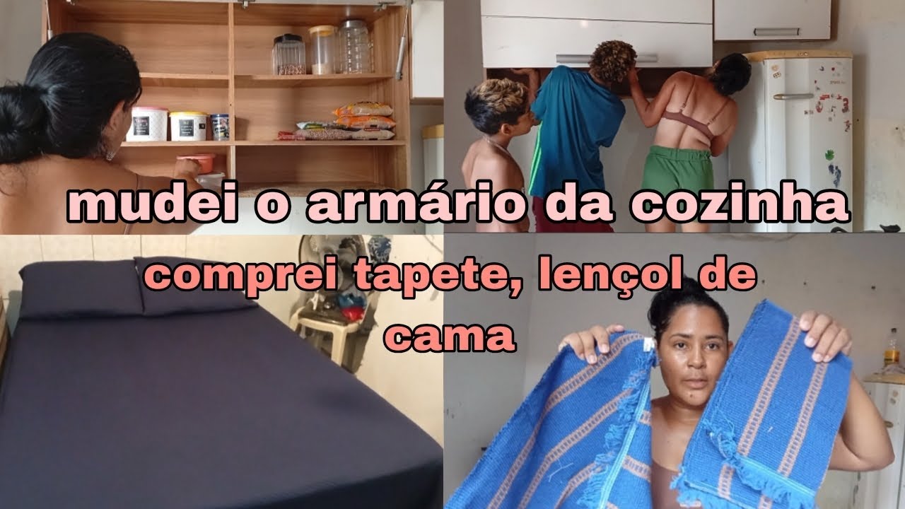 Mudei o armário da cozinha 🌸comprei tapete,o melhor lençol de cama que já tive 🤌minha conzinha ficou