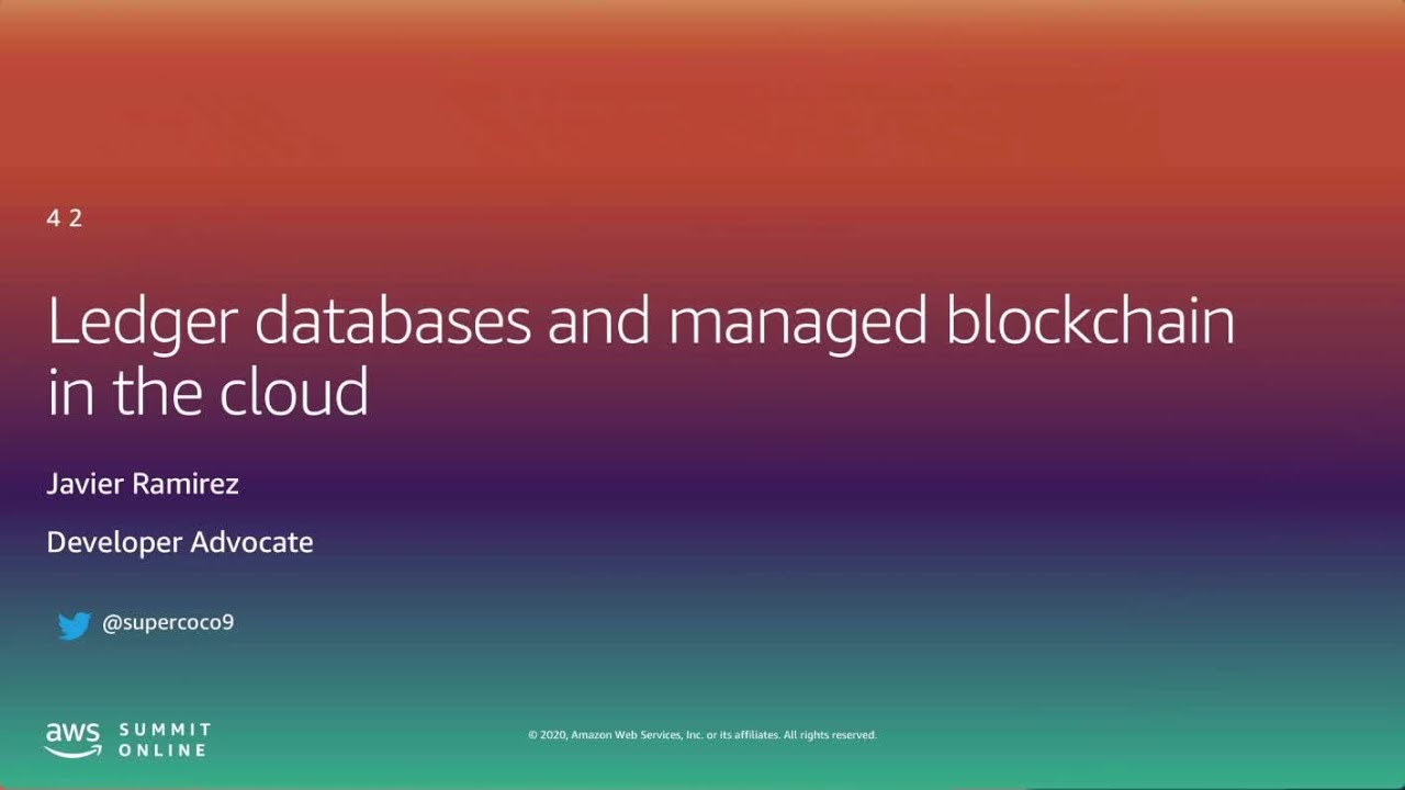 I Work With Emerging Tech - Ledger Databases and Managed Blockchain in the Cloud (Level 200)