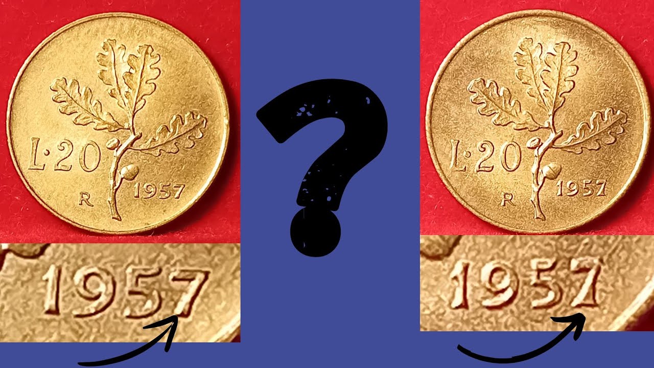 20 lire 1957 valore moneta con gambo largo -NUMISMATICA QUOTAZIONI LIRE RARE -