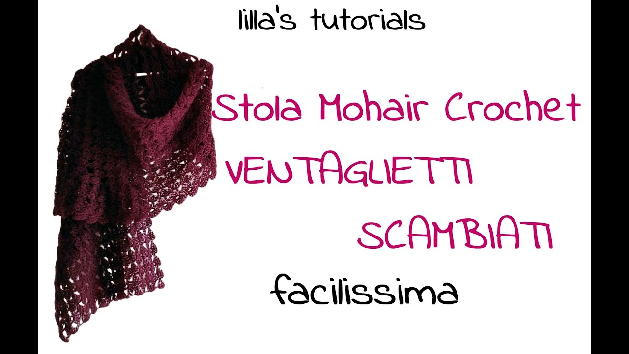 Stola crochet a Ventaglietti Scambiati in Mohair