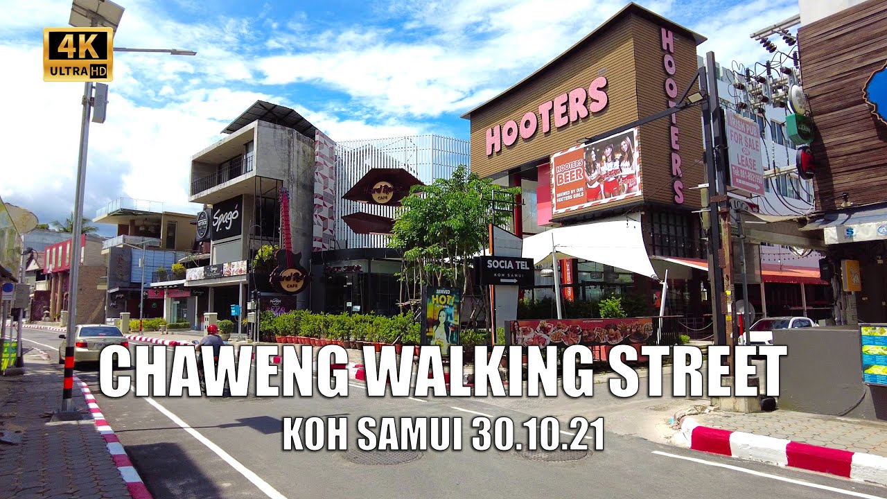4K Koh Samui Chaweng walking street on a Sunny day | Virtual Streets of Thailand 2021