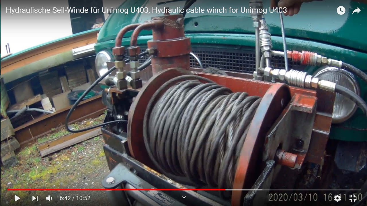 Hydraulische Seil-Winde  für Unimog  U403, Hydraulic cable winch for Unimog U403