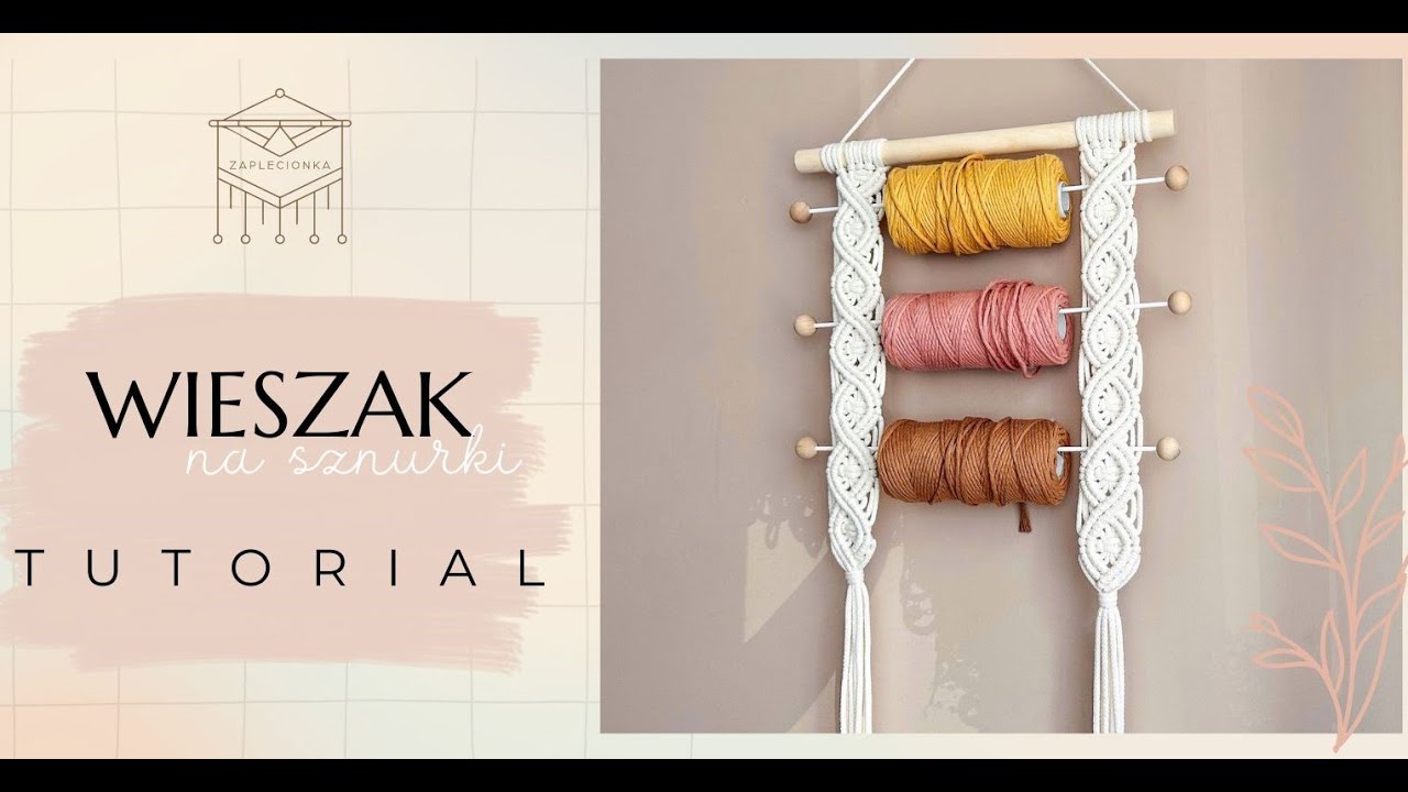 [8] Tutorial | Wieszak na sznurki | Decorational macrame cords hanger | Makrama | Zaplecionka