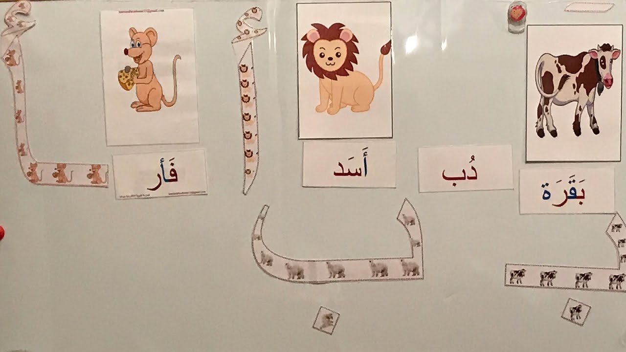 أشكال الحروف مملؤة بصور لكلمات تبدأ او تنتهي بها