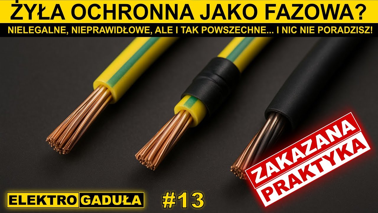 Ż&oacute;łto-zielony PE jako przew&oacute;d FAZOWY? Popełniłem błąd...  #Elektrogaduła o wykorzystaniu kolor&oacute;w żył