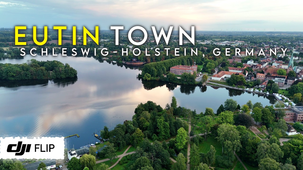 Germany: Eutin Castle & Lake Stormy Skies (4K, Drone/DJI Flip)