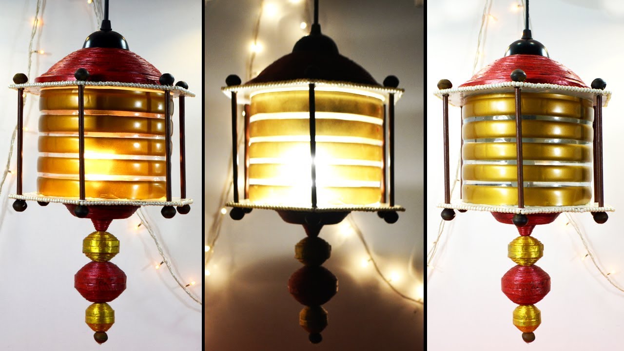How to make Lantern from Newspaper and Plastic Bottle - Lamp Made out of Recycled Plastic Bottles