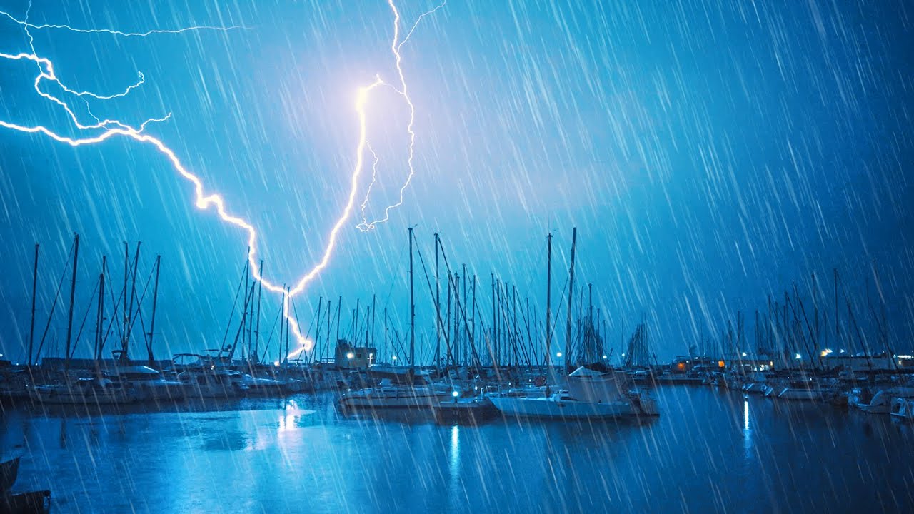 Thunder & Lightning Heavy Rain Walk, Narrow Streets Ambience in Catalonia, Spain