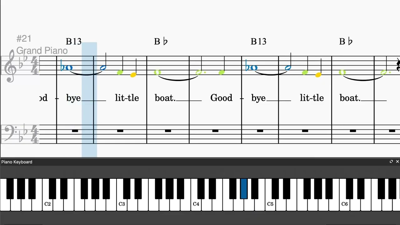 Little Boat (O Barquinho) by Buddy Kaye - Easy piano tutorials with leadsheet and chords