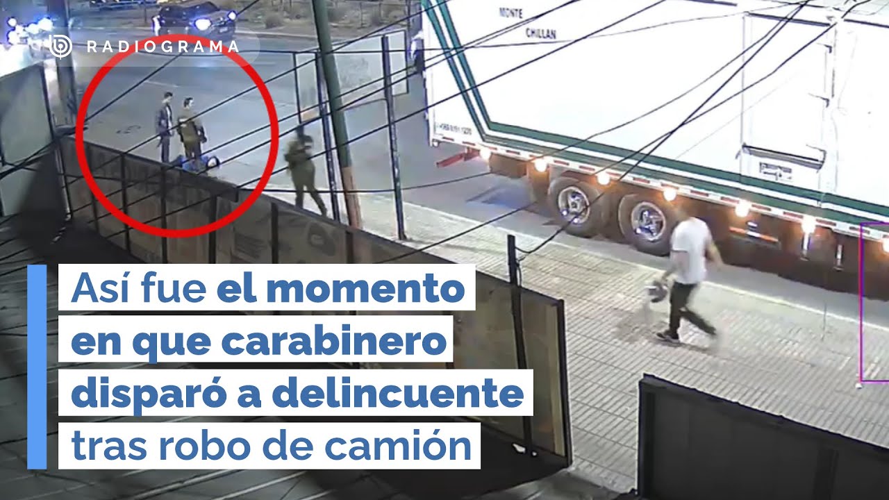 Así fue el momento en que carabinero disparó a delincuente tras robo de camión (RD)