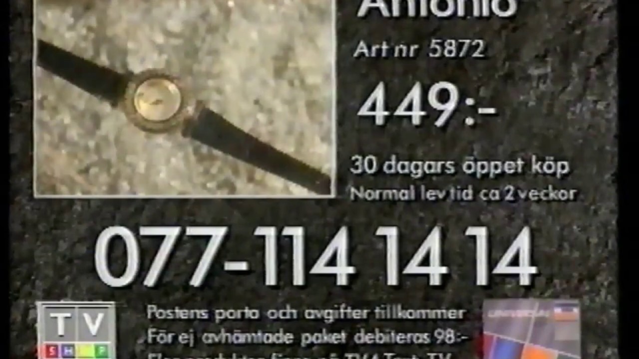 Antonio, fyra klockor i en  - via TV shop  TV4 reklam 2 juli 1995