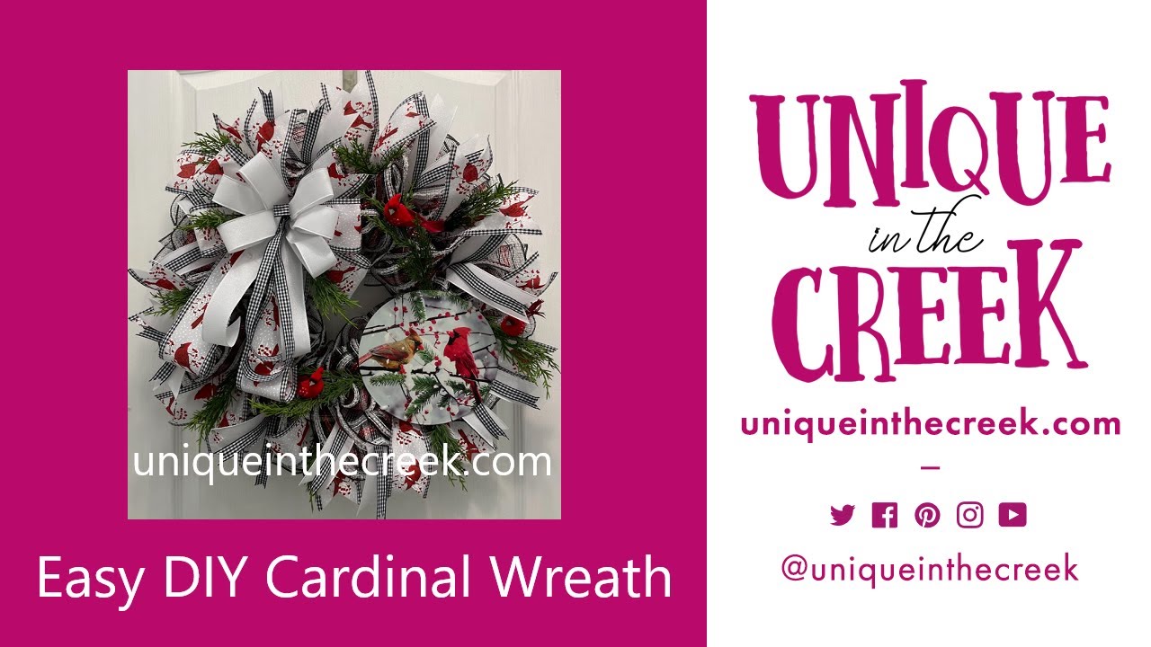 Easy DIY Cardinal Deco Mesh Wreath on UITC Ring Board