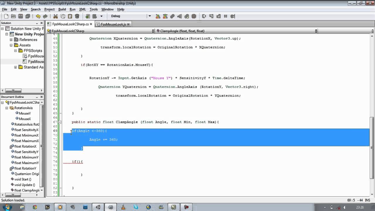 002 Unity 3d : FPS tutorial how to create a MouseLook Script Using C Sharp - Part 3