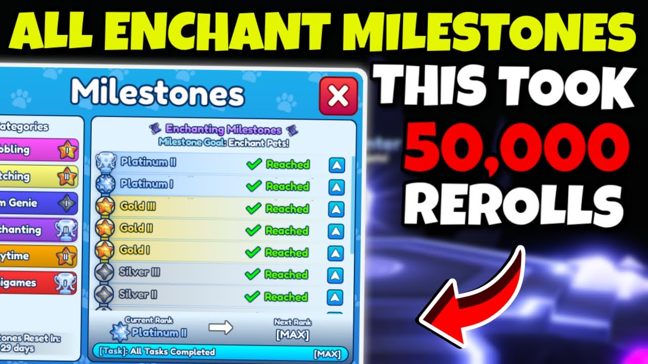 I Completed ALL Enchant Milestones And It Took 50,000 Rerolls... (Bubble Gum Simulator Infinity)