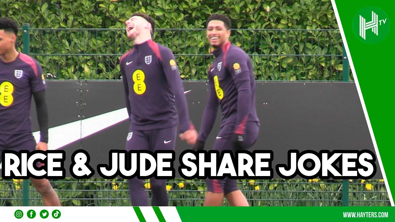 Bellingham has Rice in STITCHES as pair share jokes in England training