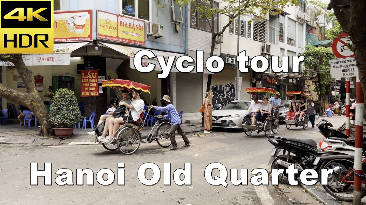 4K HDR | Cyclo tour in Hanoi Old Quarter - Vietnam 2023 | Binaural Audio