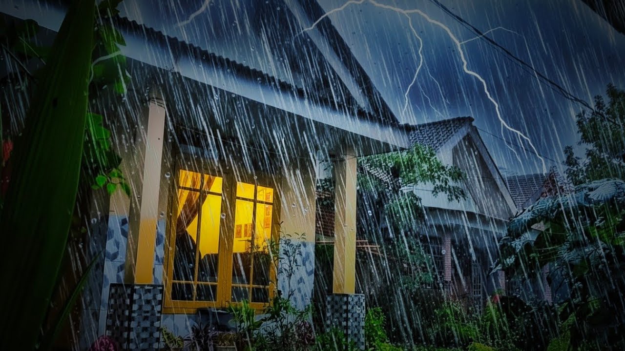 Fall Asleep Instantly with Heavy Rain & Thunder for Deep Sleep & Anxiety Relief