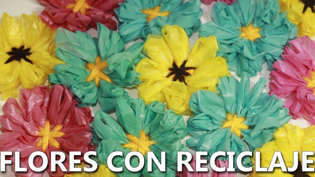 COMO HACER FLORES CON BOLSAS DE PLÁSTICO | Fáciles