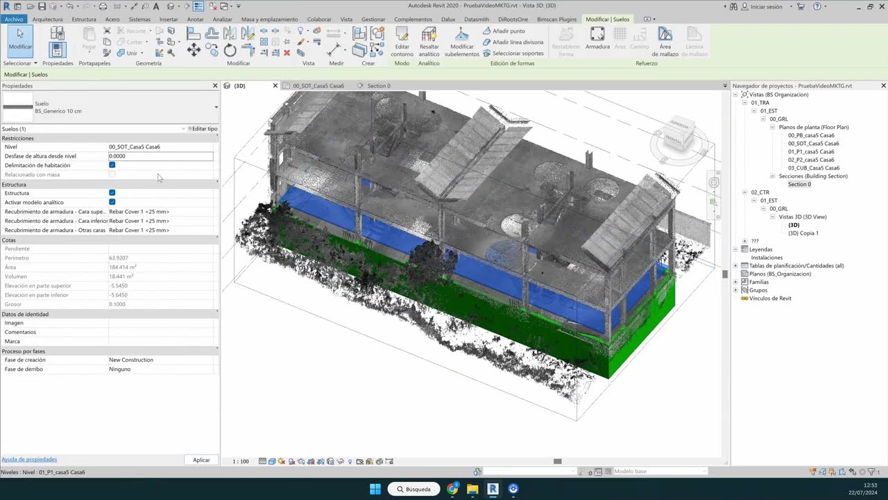 Trabajo con nube de puntos en revit