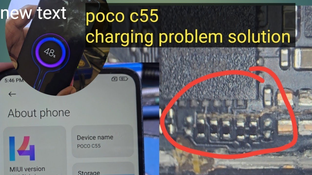 Poco c55 charging problem drop down case | motherboard pad crack #pococ55 #chargingways #solution