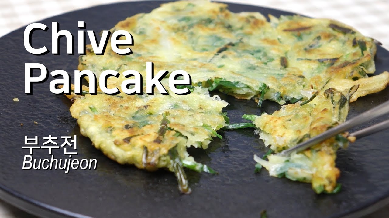 Chive pancake, Korean food, Buchujeon,  부추전