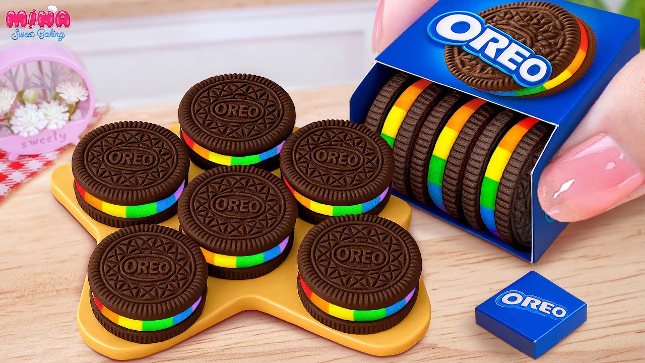 💙Best of Rainbow OREO Cake Recipe💙Miniature Colorful OREO Cake Decorating🌈Mina Sweet Baking
