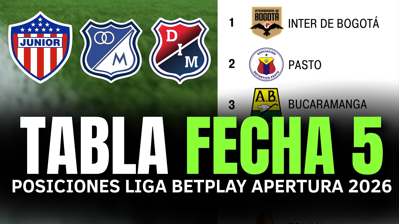 🔥🔥 TABLA DE POSICIONES DE LA LIGA BETPLAY COLOMBIANA HOY 2026 FECHA 5
