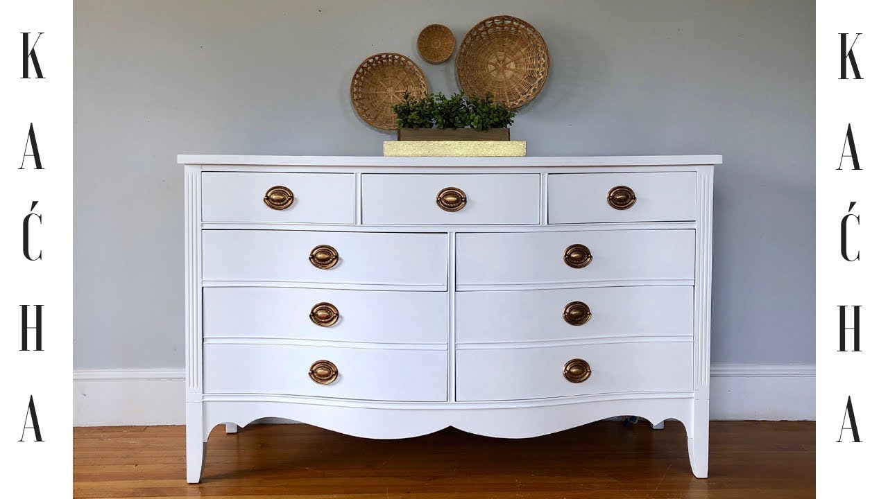 DIY White Dresser Makeover with Chalk Paint / Wood Stain