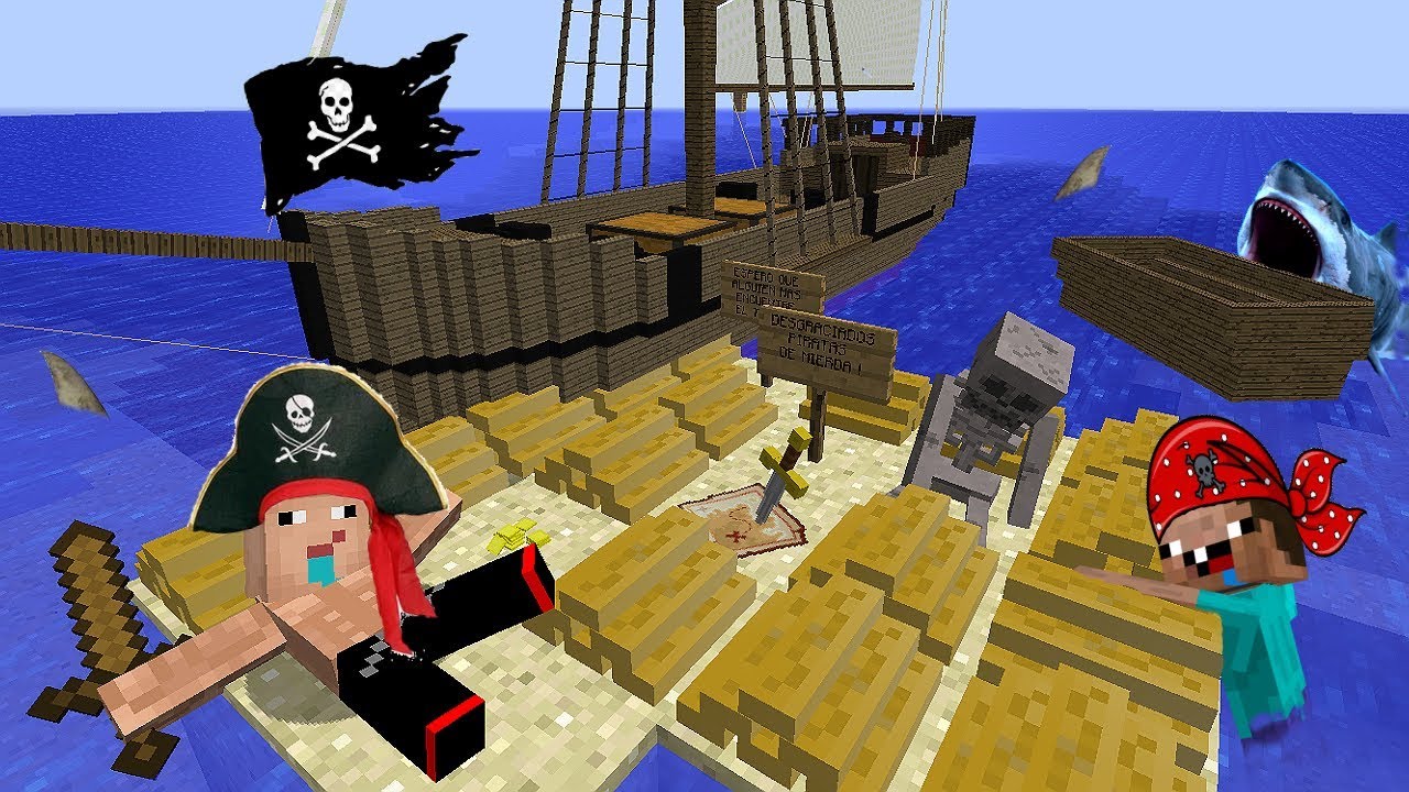 2 NOOB ENCUENTRAN TESORO PIRATA ! MINECRAFT TROLL