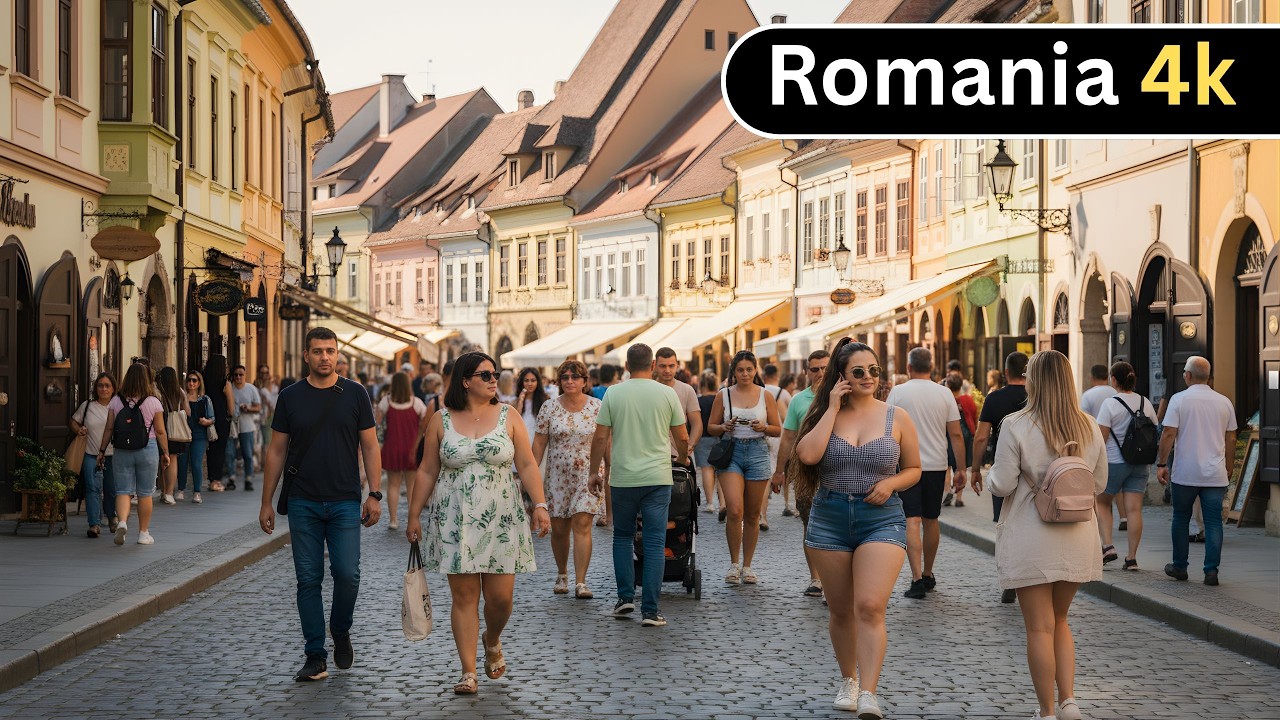 Romania 4K Walking Tour 🇷🇴 | Historic Streets, City Life & Street Sounds