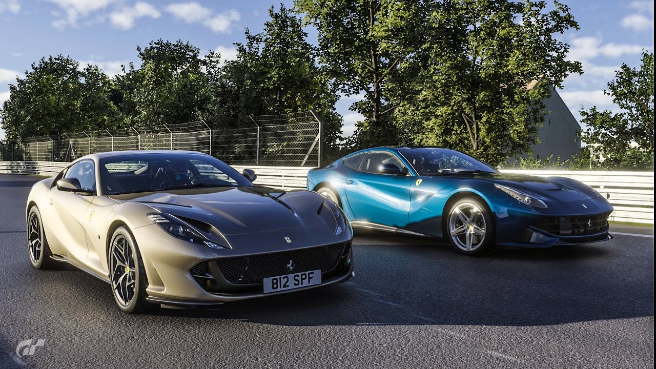 Gran Turismo 7 Drag race: Ferrari 812 Superfast vs Ferrari F12 Berlinetta