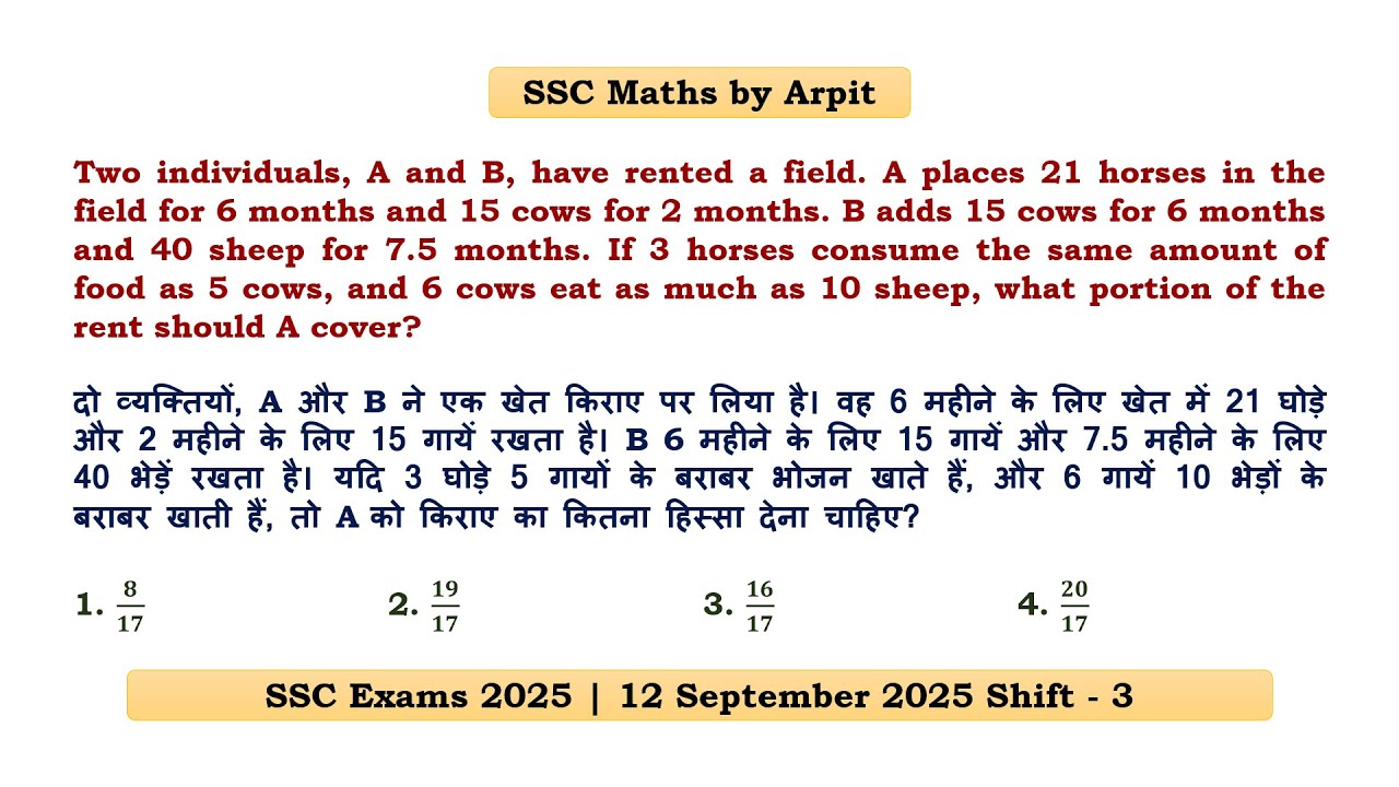 Two individuals, A and B, have rented a field. A places 21 horses in the field for 6 months and 15