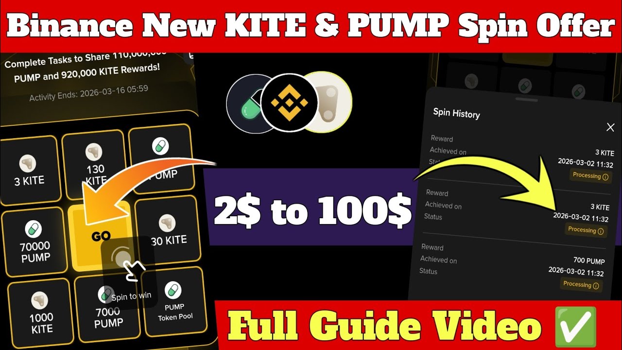 Binance New Spin Offer KITE & PUMP😱