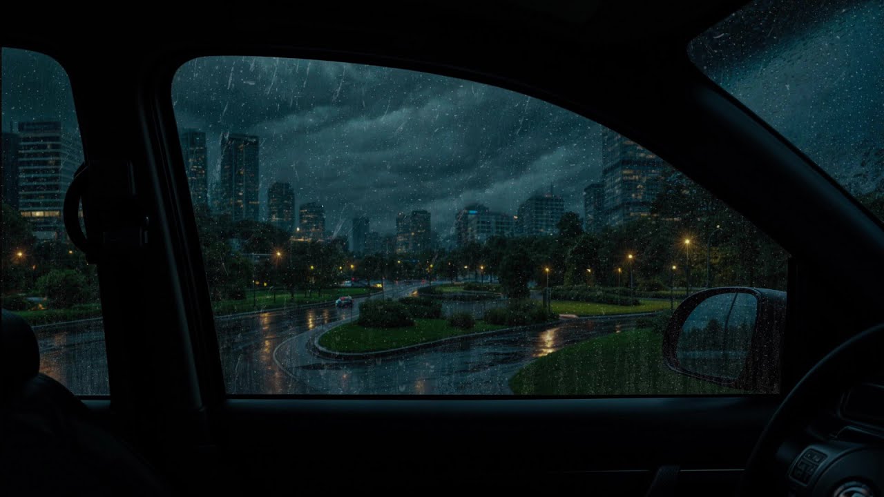 Clearing the Mind with Massive Heavy Rain in a Car | Window Rain Sounds for Deep Sleep
