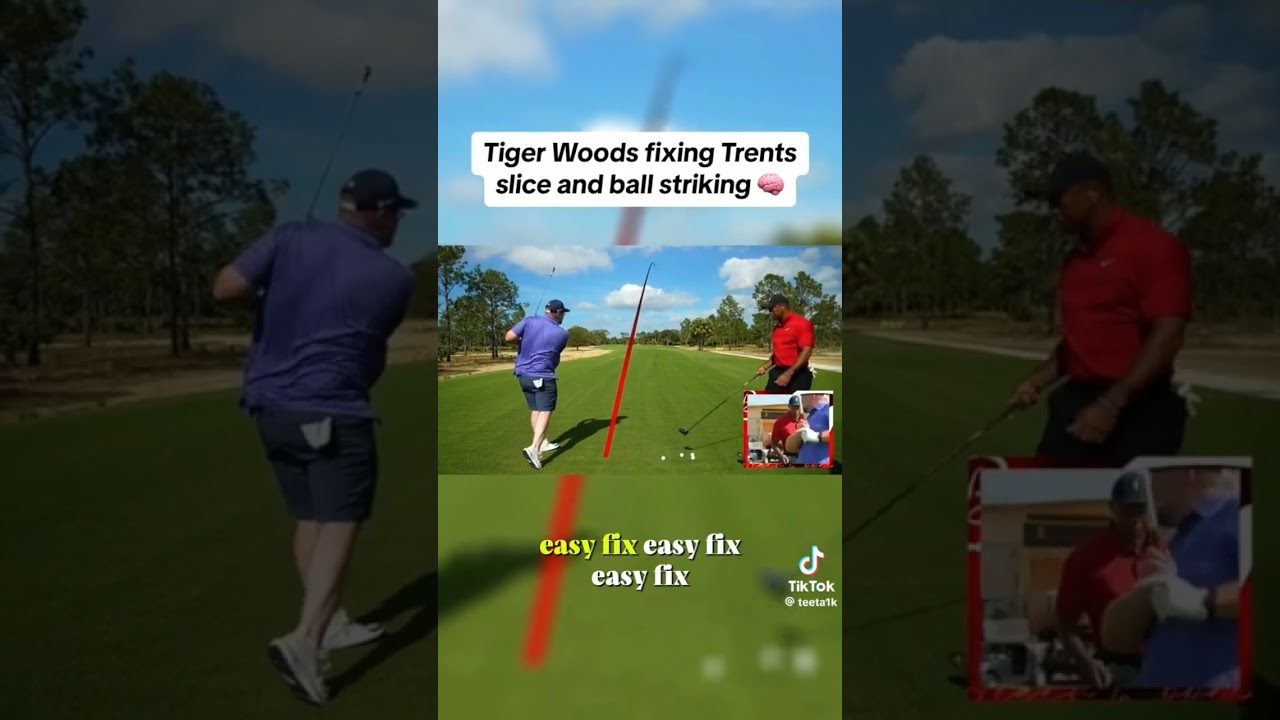 tiger woods fixes amateurs slice #golfswing #golf