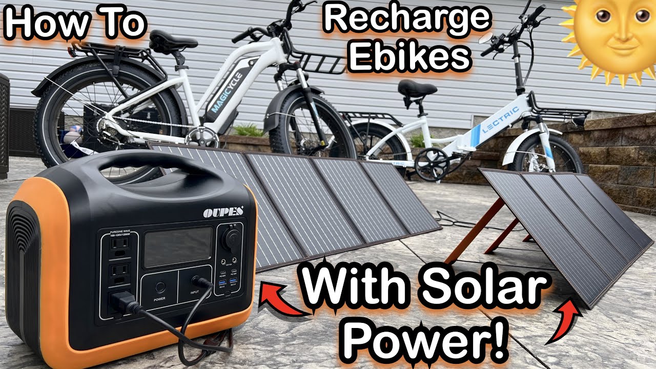 How to Charge Ebikes with Free solar power ~ Oupes 1200W Solar Generator Review.