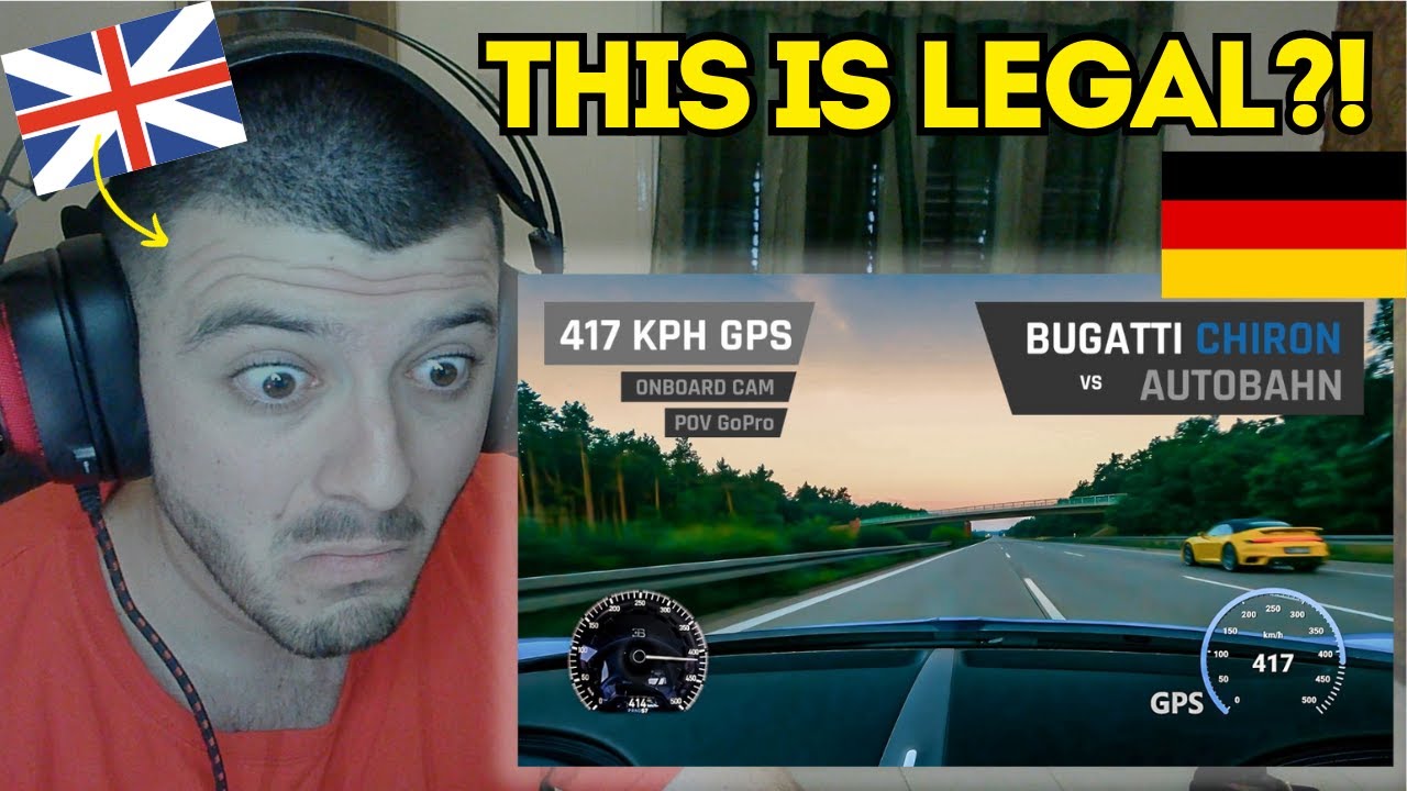 British Reacts to Bugatti Chiron on Autobahn - 417 KPH (GPS) On-Board CAM | POV GoPro
