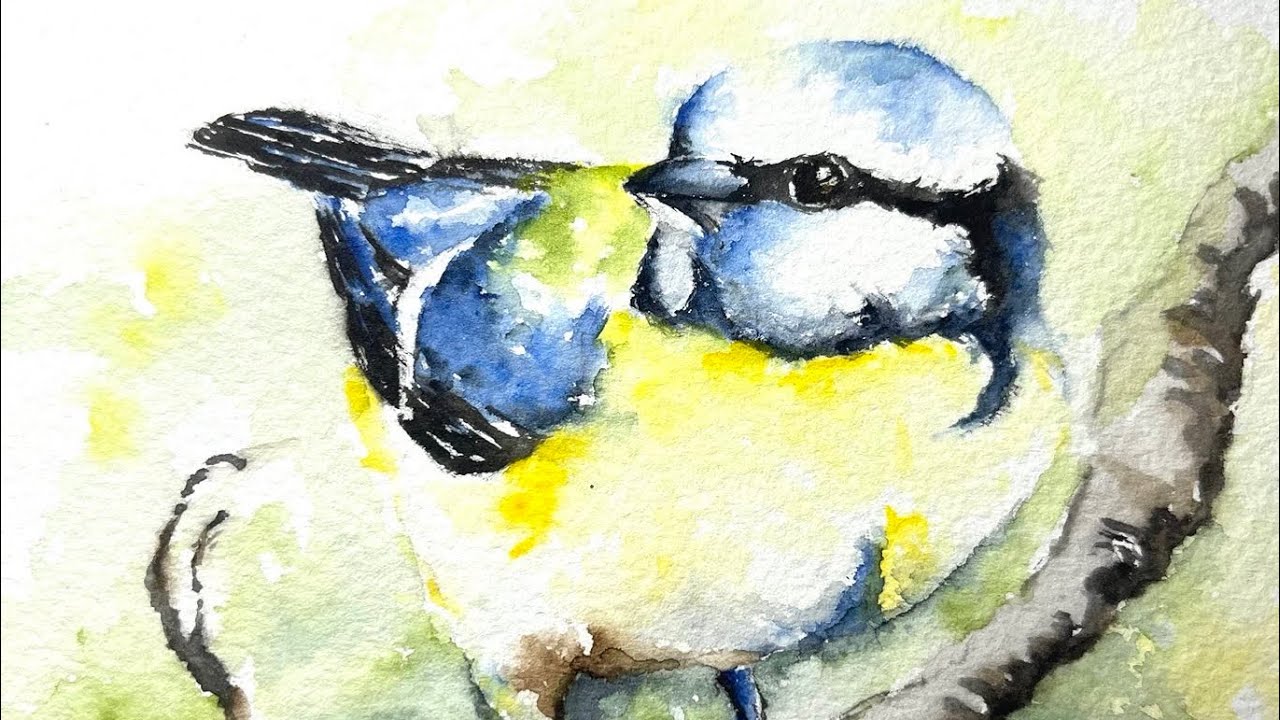 Watercolor blue tilt paint along tutorial demo