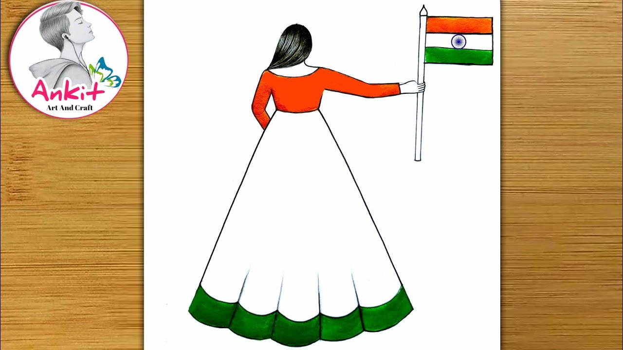 Independence day drawing | 15 august special drawing easy | 15 Aug drawing for competition |girl art