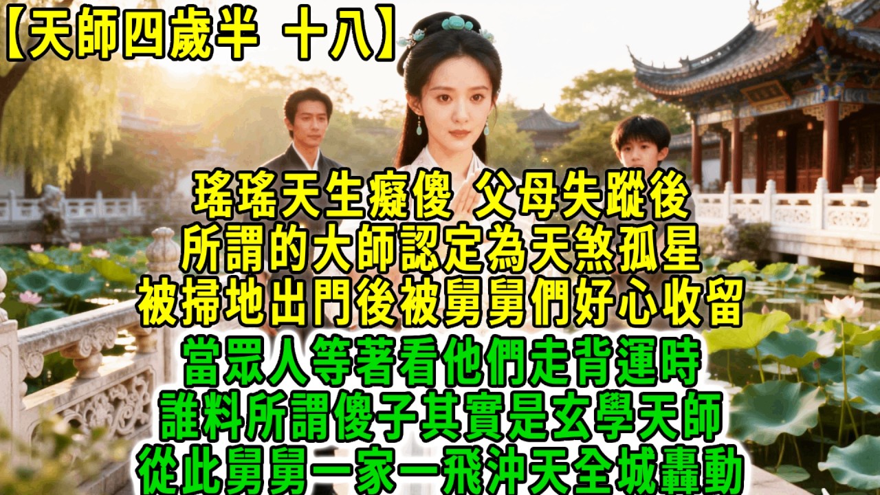天師四歲半(十八)瑤瑤天生癡傻，父母失蹤後，所謂的大師認定為天煞孤星，被掃地出門後被舅舅們好心收留，當眾人等著看他們走背運時誰料所謂傻子其實是玄學天師，從此舅舅一家一飛沖天全城轟動！#荷上清風 #爽文
