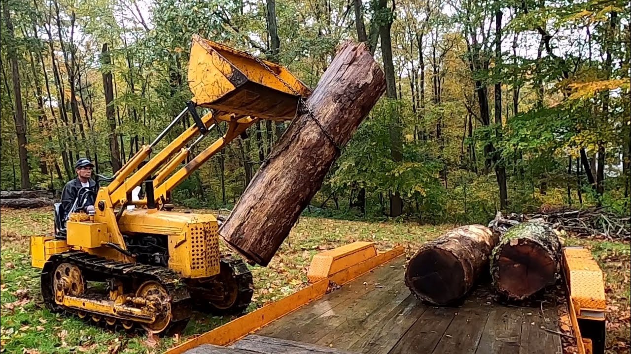 Loading Logs with an Oliver OC-3 and Splitting Them for Firewood